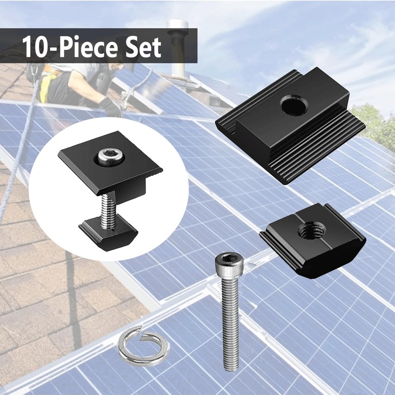 10 Pack Solar Panels Centre Clamps, Aluminium Solar Panel Mounting