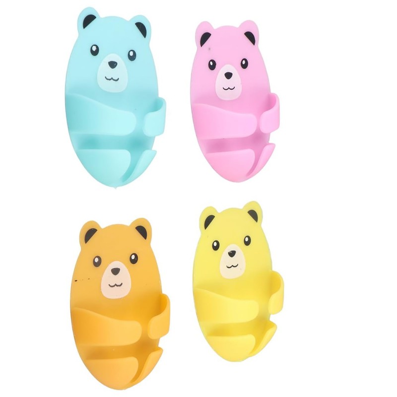 8Pcs Cartoon Punch Free Plug Hook,Cute Bear Shape Self-Adhesive Wall