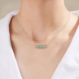 GINAZL Jade Necklace for Women Dainty Crystal Necklace With Jade Beads, Green Necklace Crystal Pendant Necklace as Birthday Gifts Ideas for Adults (Green Aventurine)
