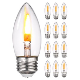 TORCHSTAR 12-Pack LED Flame Light Bulbs, Candelabra Flickering Fire Bulb, Candle Light for Halloween Christmas Party Decoration, UL Listed, 1800K Warm Yellow