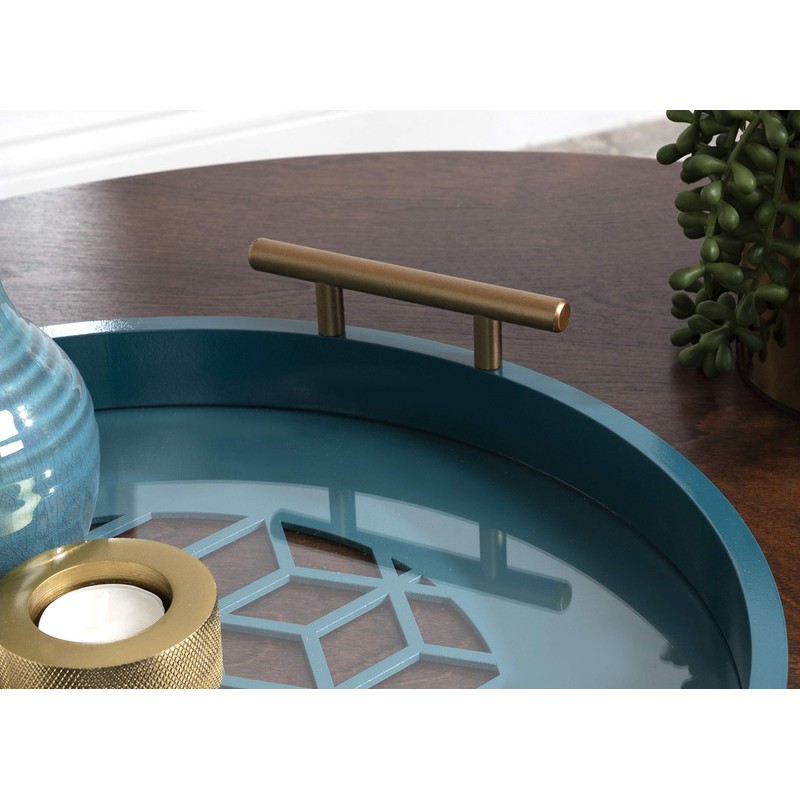 Kate and Laurel Caspen Modern Round Tray, 15.5 inch Diameter,
