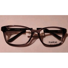 BEBE BB4163 001 Grey Crystal Rectangle Full Rim Eyeglass Frames 55-17-135 NWT