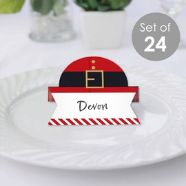 Big Dot of Happiness Jolly Santa Claus - Christmas Party Tent Buffet Card - Table Setting Name Place Cards - Set of 24
