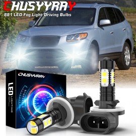 CHUSYYRAY For Hyundai Santa Fe 2007 2008 6000K Lamp Super Bright 881 LED Fog Light Bulbs