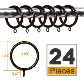 ANJUU 48 Pack 38mm Inner Diameter Metal Curtain Drape Sliding Eyelet Rings Cocoa Tone