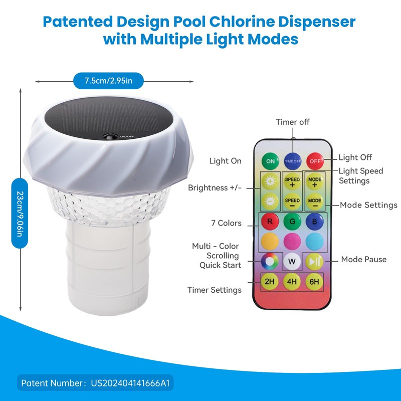 VloEssic Solar Pool Chlorine Floater 2PCS, Chlorine Tablet Floater with