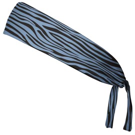 Zebra Blue Carolina & Black Elastic Tie Running Fitness Headbands Made In USA