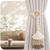 4 Pack Wooden Bead Curtain Tiebacks, Bohemian Curtain Clasp, Tassel