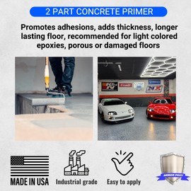 ArmorPoxy Epoxy Primer Low VOC- 2-Part Water-Based House Primer for Concrete, Wood, and Masonry Floors - Ideal for Industrial, Commercial, and Residential Use - 1 Gal - 320 Sq Ft. L Grey