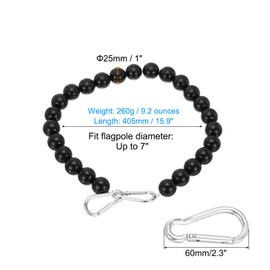 PATIKIL Flagpole Retainer Ring Flag Pole Accessories, Flag Beaded Mount Ring Keep Flag Close to Pole Weight with Stainless Steel Cable for Indoor Outdoor Flagpole, Black, 7.5"