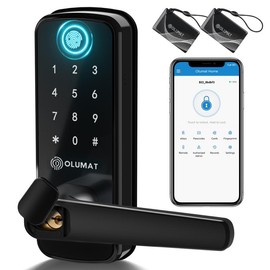 Smart Door Lock, Keyless Entry Door Lock Fingerprint Door Lock with Keypad Digital Door Lock with Handle for Home, Rental, Office and Hotel:_Black