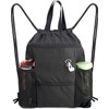 Drawstring Backpack Bag String Cinch Sack Backpack w Zipper Pockets Large Gym Sports Beach Sackpack