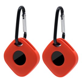 Silicone Case for Tile Mate 2024 Bluetooth Tracker with Carabiner, Anti Lost Waterproof Dog Collar Holder Soft Secure Protective Cover Finder for Keys, Bags, Pet Collar Tag, 2 Pack (Red)