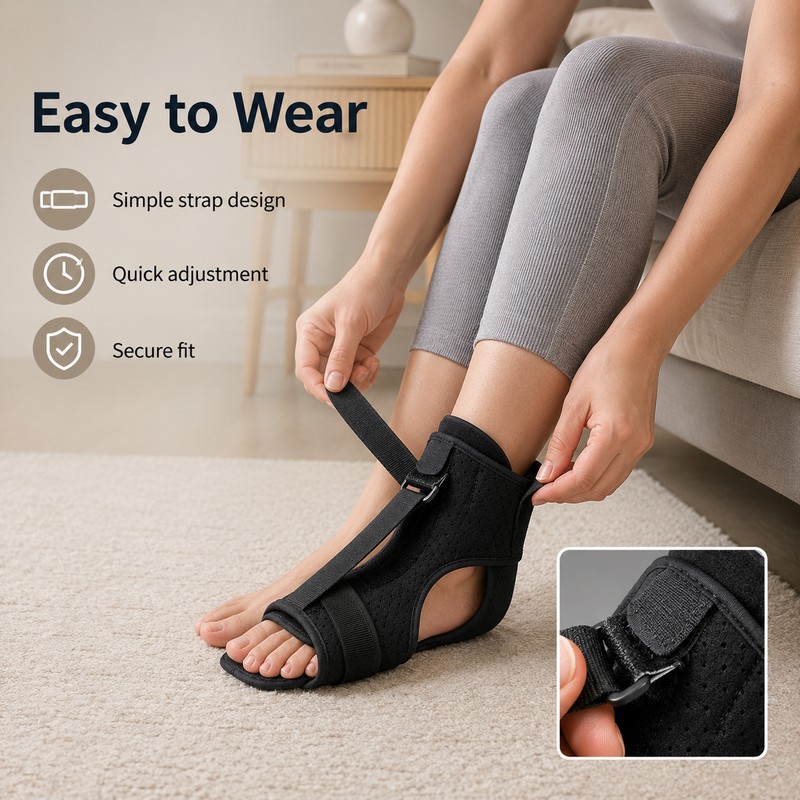 Adjustable Plantar Fasciitis Night Splint, Soft Foot Stretching Support Brace