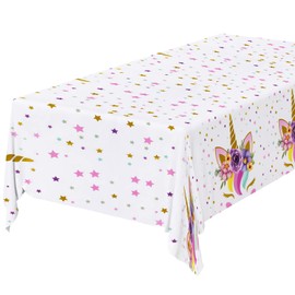 OSDUE Unicorn Tablecloths, Birthday Tablecloth, Waterproof Plastic Tablecloth, for Children, Boys, Girls, Baby Shower Party Decorations (130 x 220 cm)