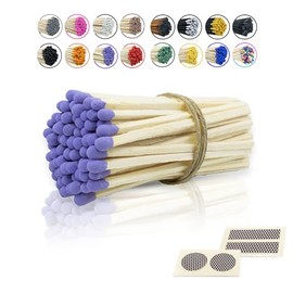 4" Inch Long Wooden Refill Matchsticks with Strike Stickers - Safety Matches Wholesale Bulk Loose by Chandler Studio (100 Pieces, Purple)
