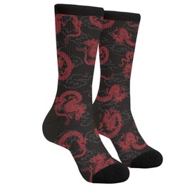 Jiekenmo Japanese Red Dragons Bearded Dragon Lizard Casual Unisex Novelty Fun Crew Socks Fashion Comfortable Men And Women Crazy Dress Socks