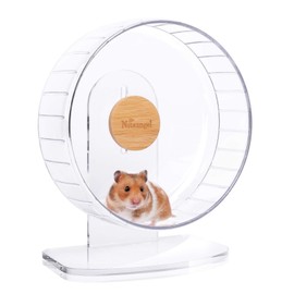 Niteangel Super-Silent Hamster Exercise Wheels - Quiet Spinner Hamster Running Wheels with Adjustable Stand for Hamsters Gerbils Mice Or Other Small Animals (M, Transparent)