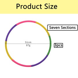 3 PCS Hula Hoops for Kids, Detachable Kids Hula Hoops 7-Section Durable Multi-Color for Fitness Dance Outdoor Play Gym Class, School Sports