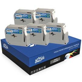 RINKLEE M-K231 MK-231BZ M-K231SBZ Black on White Label Tape Compatible with Brother P-Touch BB-4 PT-55 PT-65 PT-70 PT-80 PT-85 PT-90 PT-M95 PT-100 PT-110 | 12 mm x 8 m | 5-Pack