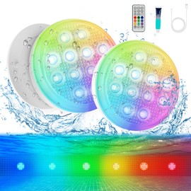 Pool Lights for Inground Pool, 2025 Upgraded Ultra-High Brightness Rechargeable Submersible LED Lights with Remote, IP68 Waterproof 22 Color 2600mAh Floating Light with Magnet for Hot Tub 2 PACK