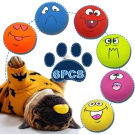 LLSPET Latex Dog Chewing Squeaky Ball Toys Face Fetch Play Toy for Puppy Small Medium Pets Dog cat 6PCS/Set