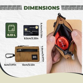 ROCKBROS Small Wallet Card Case Multifunctional Wallet Slim Wallet for Women Men Partition Storage Credit Cards Cash Key Holder, khaki