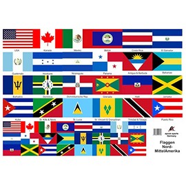 Daged North America Central America All Flags Set – Sticker Card Sticker Sheet – Car Flag Decal – All