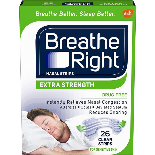 Breathe Right Nasal Strips to Stop Snoring, Extra Clear, 26 Count