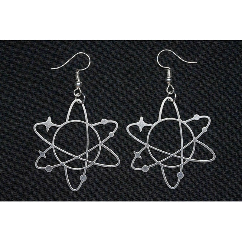 Miniblings Atom Earrings Planets School Chemistry Physics Stainless Steel Silver