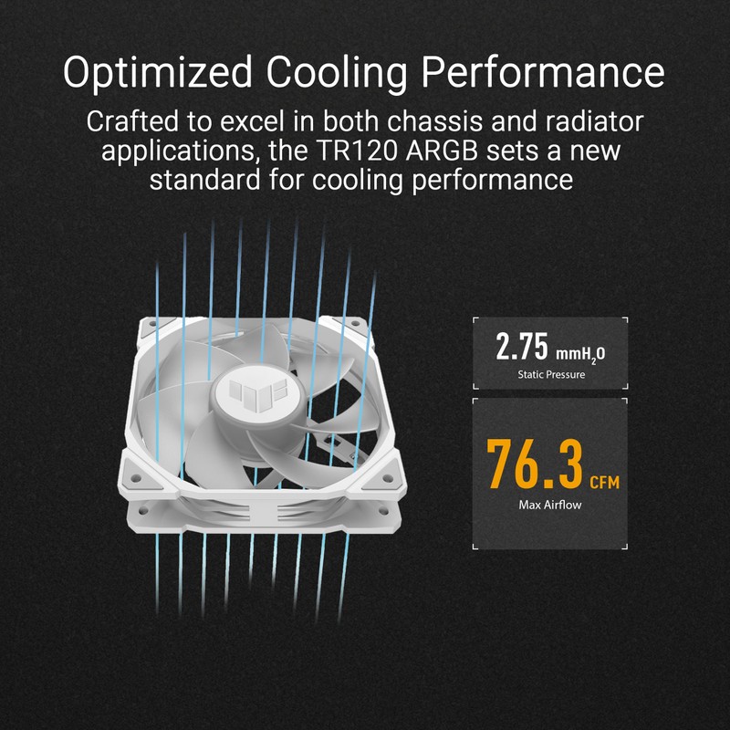 ASUS TUF Gaming TR120 120mm ARGB White Reverse Fan Blade