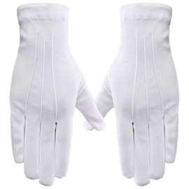 2 Pairs Parade White Gloves Cotton, Men Formal Tuxedo Church Honor Guard Parade with Snap Cuff, Cotton White Gloves for Police Server Funeral Jewelry Inspection