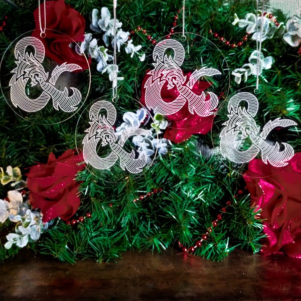 Dungeons and Dragons D&D Clear Acrylic Christmas Ornaments Set of