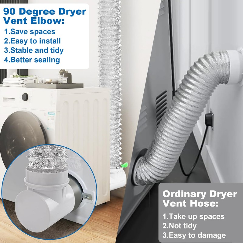 90 Degree Dryer Vent Elbow, Dryer Vent Connector Kit for