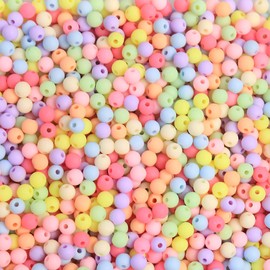 DAHI Beads for Threading Approx. 1780 Pieces Acrylic Beads Multicoloured Round Craft Beads for Bracelets Jewellery (Colourful Matte Beads 6 mm)