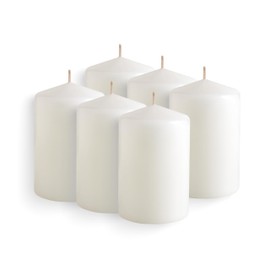 Simply Soson 3x4 inch White Pillar Candles, White Candles, Set of 6 White Pillar Candles Bulk 3x4, Emergency Candles, Tall Candles, Wax Candle, Unscented Candles, Candle Pack, Cone Tip White Pillar