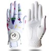 Golf Gloves Women Pair with Ball Markers Soft Leather Pair