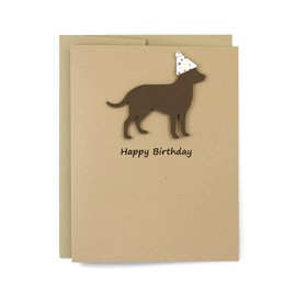 Chocolate Labrador Retriever Birthday Card | Handmade Chocolate Lab Greeting Card | Single card with Envelope | Party Hat