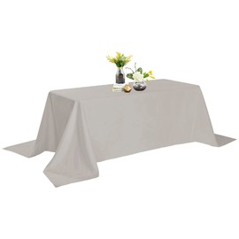 Rectangle Tablecloth - 90x132 Silver Tablecloth - Stain and Wrinkle Resistant Washable Polyester Table Cloth, Decorative Fabric Table Cover for Dining Table, Buffet Parties and Wedding, Silver