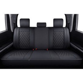 LUCKYMAN CLUB 2007-2021 Tundra Pickup Trucks Car Seat Covers X05-T3 Rear-only, Fit SR5 SR Platinum TRD PRO Trims Crew/Crewmax/Extended/Double Cab with Water Proof Faux Leather (Black Rear)