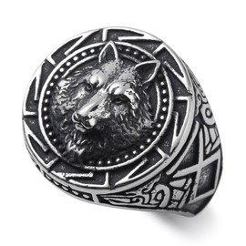 WESTMIAJW Viking Ring Men Norse Viking Wolf Rings Jewellery for Men Size Z+1