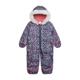 Carter's Infant Unisex Baby Puffer Pram Suit – Faux Fur Trim Hooded One-Piece with Cozy Insulation, Navy Ditsy Floral, 6-9 Months