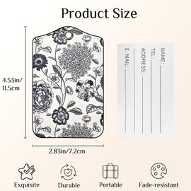 Ksriylm 2 PCS Luggage Travel Tags for Suitcases,Cute PU Leather Name Tag with Privacy Cover&ID Label Address Card&Durable Metal Ring Suitable for Men Women Handbags Backpack, Black Beige Flower