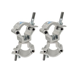 1.25” Truss Dual Swivel Coupler Clamp Stage DJ Lighting Clamps 1-1/4-1-3/8 inches Heavy Duty Aluminum Alloy 110lbs for 32-35mm F24 Pipe Silver 2 Pcs