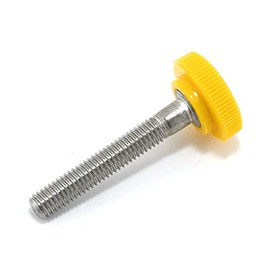 #10-32 x 1-1/4" Thumb Screw Stainless Steel - Yellow Knurled Round Plastic Knob - Fine Thread Thumbscrew - Length: 1.250" - Proudly Built in USA - Package of (4)