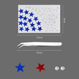 4th of July Rhinestone Star Stickers for Face Makeup Red White and Blue Star Gems Self-Adhesive Sticker with Tweezers Patriotic Party Face Tattoos Decals Independence Day DIY Crafts Decorations 2Pcs
