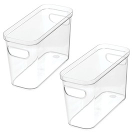 iDesign Plastic Pantry Bin for Kitchen Organizing - Storage Bin with Handles - Set of 2 - Clear