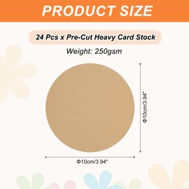 sourcing map 24 Pcs Circle Card Stock, 3.9 Inch Round Cutouts Paper Thick Cardboard Circles for Crafts Paint Supply DIY Projects Bulletin Board Decor, Kraft Color