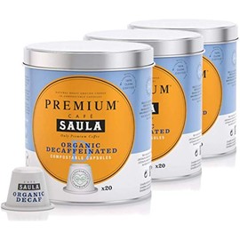 Saula Premium Pack of 3 Cans of 60 Compostable Capsules Coffee Decaffeinated Nespresso® Compatible