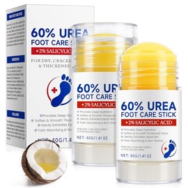 Paquete de 2 unidades de 60% de urea con 2% de ácido salicílico en barra para el cuidado de pies, crema de urea para pies y callos para talones secos 